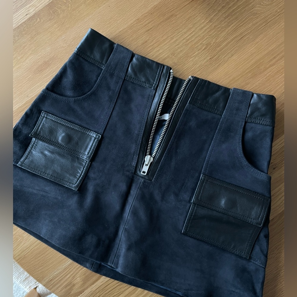 Ganni suede and leather mini skirt